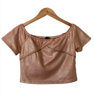 NWOT Michel Coral crocodile skin pattern Spandex Crop Top